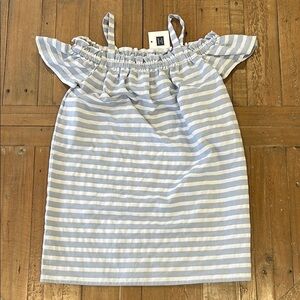 Janie and jack Blue and White Striped Off-Shoulder Dress nwt